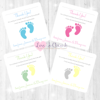 Tiny Feet Thank You Cards - Baby Shower Design