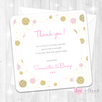 Polka Dot Thank You Cards - Pink - Baby Sprinkle Design