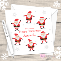 Dancing Santas Personalised Christmas Card