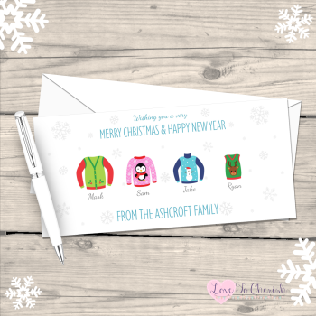 Jumpers/Sweaters Personalised Family Christmas Cards - Pack of 10