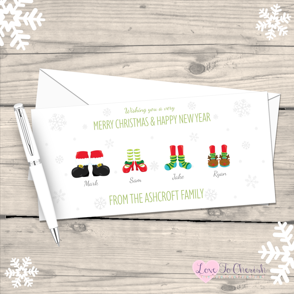 </004>Christmas Feet Personalised Family Christmas Cards