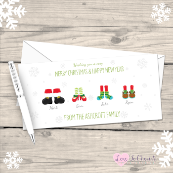 Christmas Feet Personalised Family Christmas Cards - Pack of 10