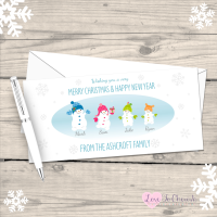 </007>Snowboys and Snowgirls Personalised Family Christmas Cards - Pack of 10