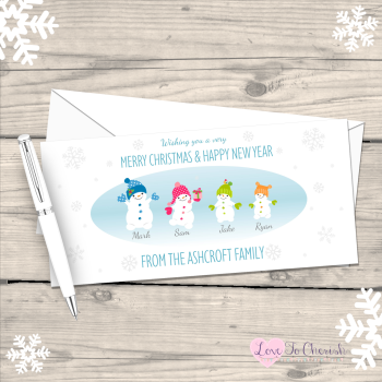 Snowboys and Snowgirls Personalised Family Christmas Cards - Pack of 10