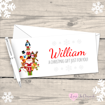 Festive Characters Christmas Trees Personalised Christmas Money/Gift Wallet