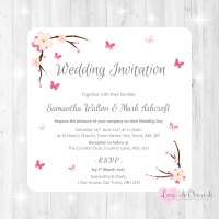 Cherry Blossom & Butterflies Wedding Invitations