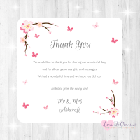 Cherry Blossom & Butterflies Wedding Thank You Cards