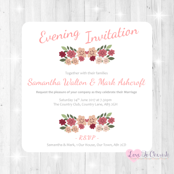 Vintage Floral/Shabby Chic Flowers Wedding Evening Invitations