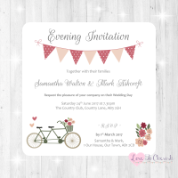 Vintage Tandem Bike/Bicycle Shabby Chic Wedding Evening Invitations