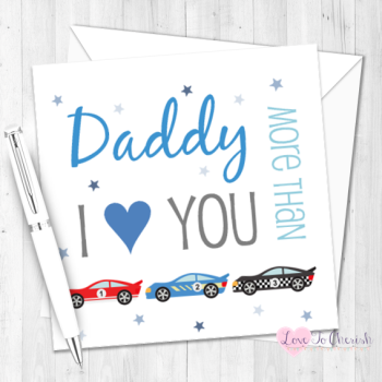 I Love You More Than Racing Cars Personalised Birthday Card