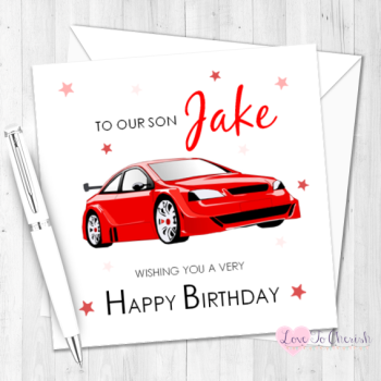 Red Sports Car Personalised Birthday Card