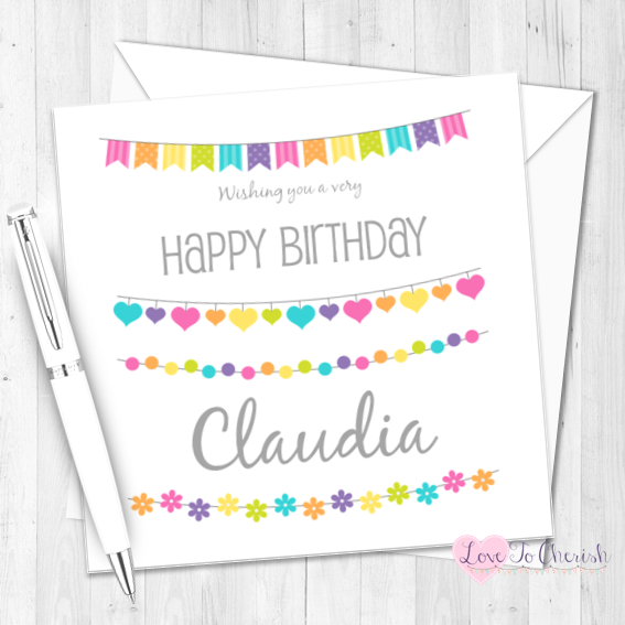 Bunting Galore Personalised Birthday Card | Love To Cherish