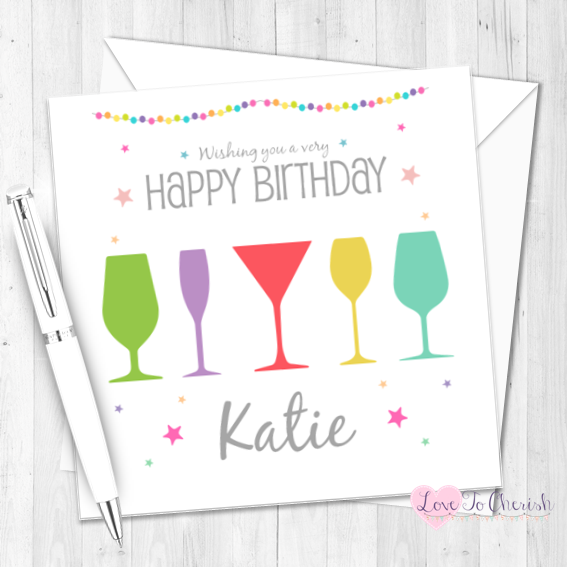 Cocktail Time Personalised Birthday Card | Love To Cherish