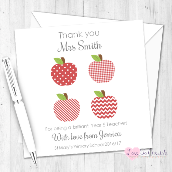 Red Apples Personalised Teacher Card | Love To Cherish