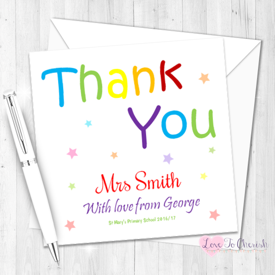 Thank You Personalised Teacher Card