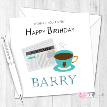 Coffee & Newspaper Personalised Birthday Card