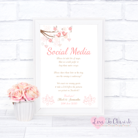 Shabby Chic Hearts & Love Birds in Tree - Social Media - Wedding Sign