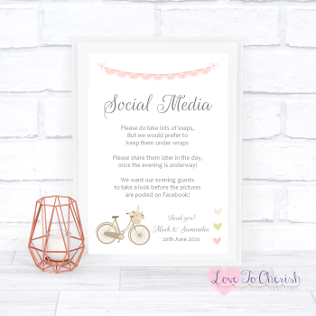 Vintage Bike/Bicycle Shabby Chic Pink Lace Bunting - Social Media - Wedding Sign