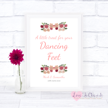 Vintage Floral/Shabby Chic Flowers - Dancing Feet  - Wedding Sign