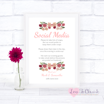 Vintage Floral/Shabby Chic Flowers - Social Media - Wedding Sign