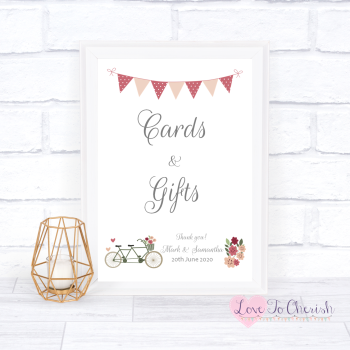 Vintage Tandem Bike/Bicycle Shabby Chic - Cards & Gifts - Wedding Sign