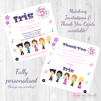 Girl's Disco Party Invitations & Thank You Cards