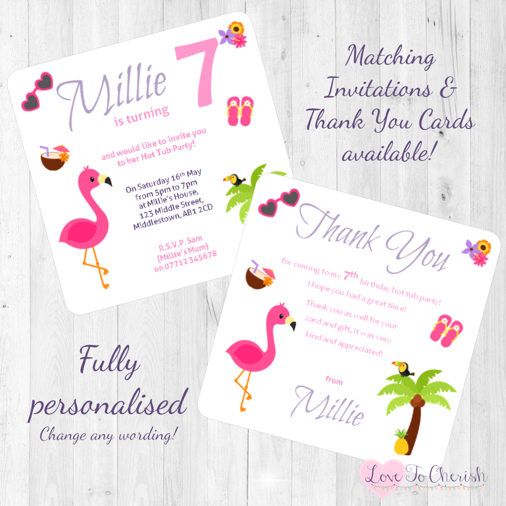 Hot Tub / Tropical Theme Party Invitations & Thank You Cards