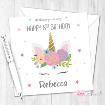 Unicorn Personalised Birthday Card