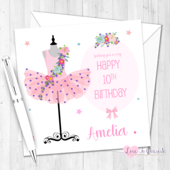 Ballerina Tutu Personalised Birthday Card