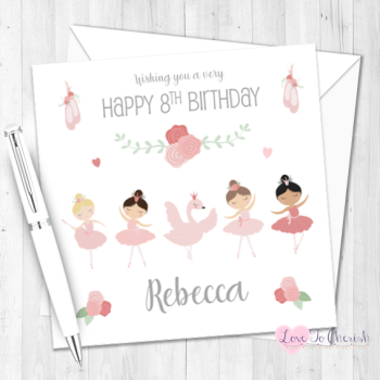 Ballerina / Ballet Girls Personalised Birthday Card
