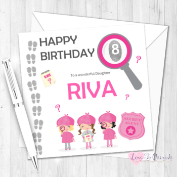 Secret Agent / Spy Girls Personalised Birthday Card