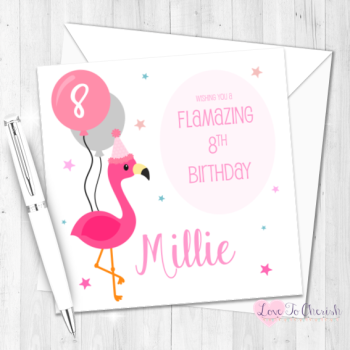 Pink Flamingo Personalised Birthday Card