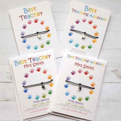 Best Teacher / Teaching Assistant Star Charm Wish Bracelet