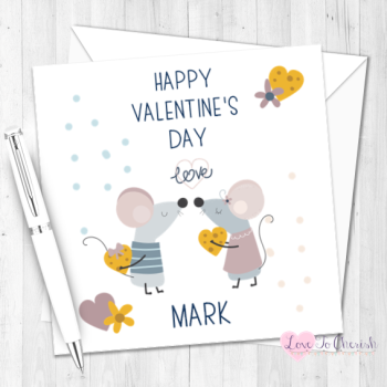 Cute Mice Personalised Valentine's Day Card