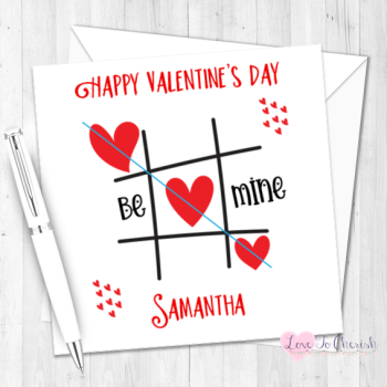 Be Mine Tic-Tac-Toe Personalised Valentine's Day Card