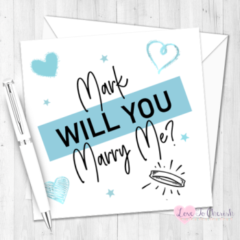 Will You Marry Me? Blue Personalised Valentine's Day Card