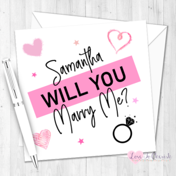 Will You Marry Me? Pink Personalised Valentine's Day Card