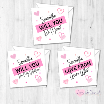 Pink Personalised Valentine's Day Card - Be Mine, Be My Valentine, Guess Who?