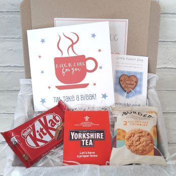 Hug In A Mug Box - Pocket Hug, Personalised Card with Yorkshire Tea & KitKat Chocolate