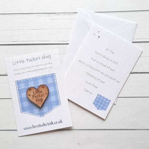 Pocket Design Wooden Pocket Hug with optional Personalised Card