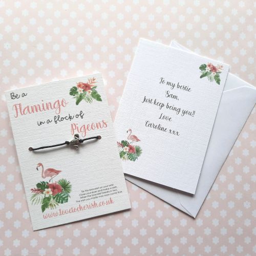 Flamingo Wish Bracelet with Personalised Message Card Option