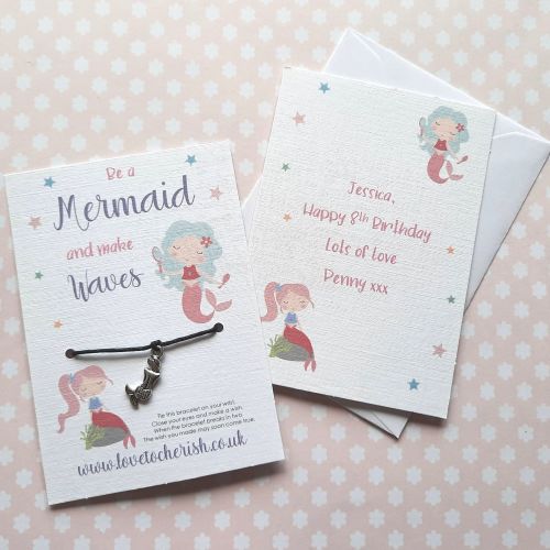 Mermaid Wish Bracelet with Personalised Message Card Option