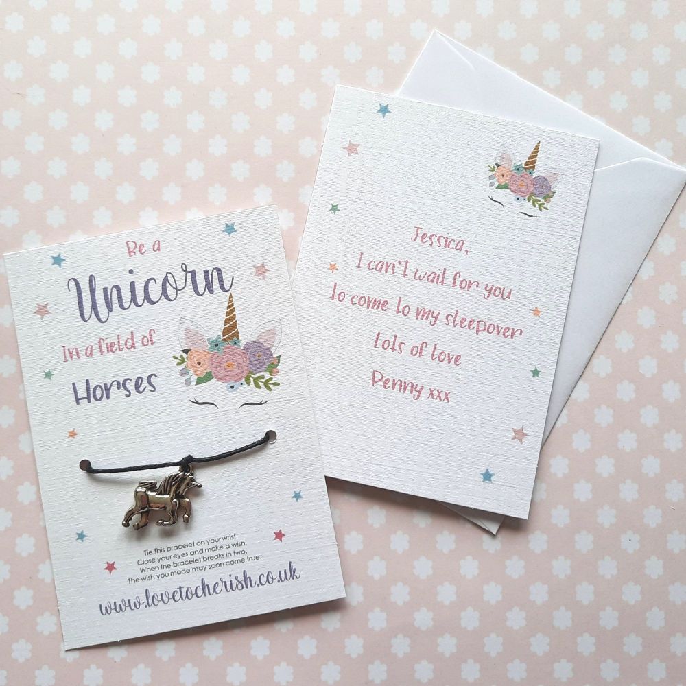 Be A Unicorn In A Field Full Of Horses Wish Bracelet with Personalised Mess