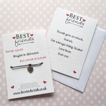 Best Friends Never Apart Wish Bracelet with Personalised Message Card Option