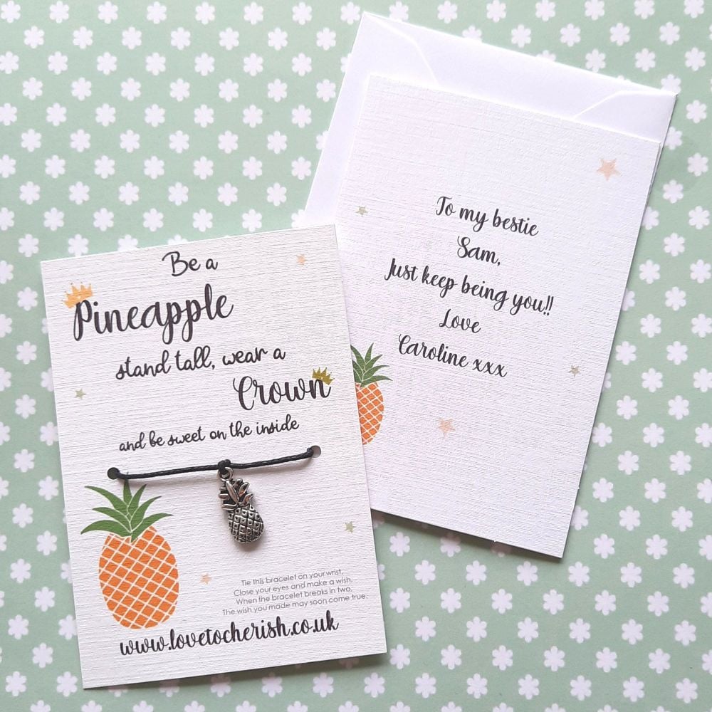 Be A Pineapple Wish Bracelet with Personalised Message Card Option