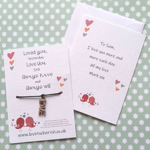 Loved You Yesterday, Love You Still Wish Bracelet with Personalised Message