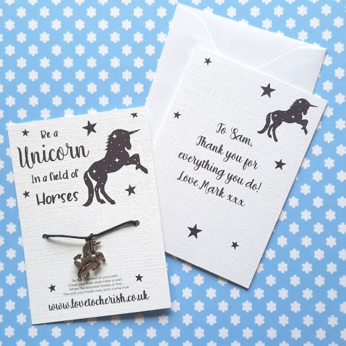Be A Unicorn Wish Bracelet with Personalised Message Card Option