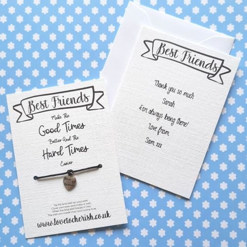 Best Friends Make The Good Times Better Wish Bracelet with Personalised Mes