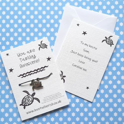 You Are Turtley Awesome! Wish Bracelet with Personalised Message Card Optio