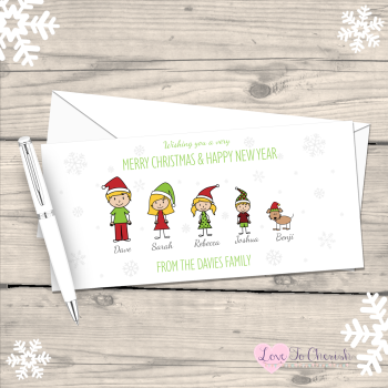 Stick Family Personalised Christmas Cards - Pack of 10